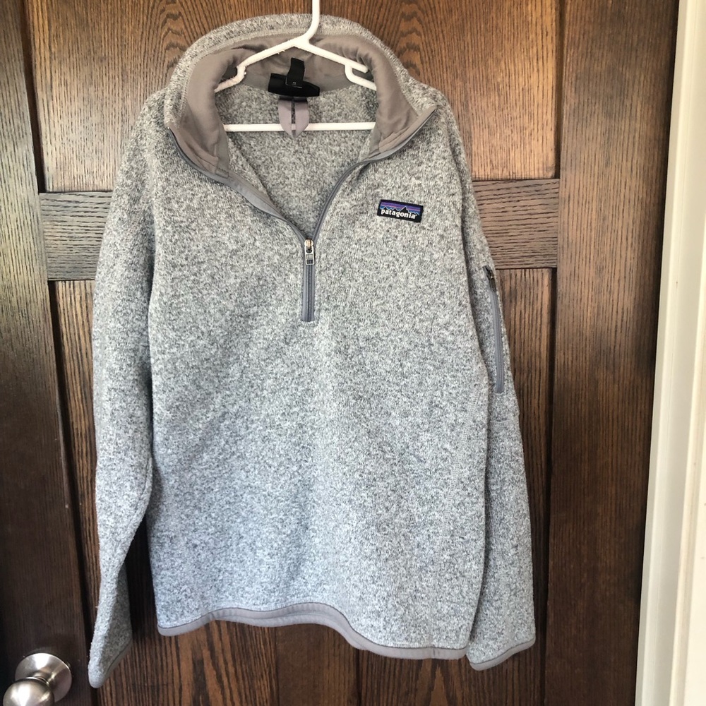 Patagonia Women's Better Sweater 1/4-Zip Fleece Sweatshirt Birch White Grey XS